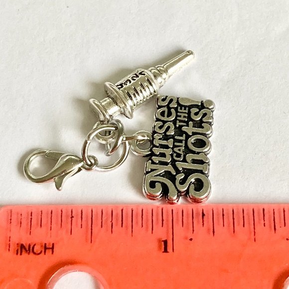 Medical Nursing Nurses Call the Shots Clip On Charm Bracelet Zipper Pull - Picture 5 of 6